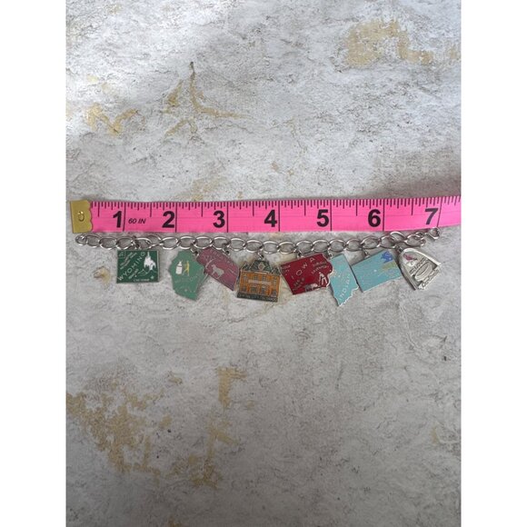 Sterling Silver Midwest States Travel Enamel Charm Bracelet - Picture 5 of 7